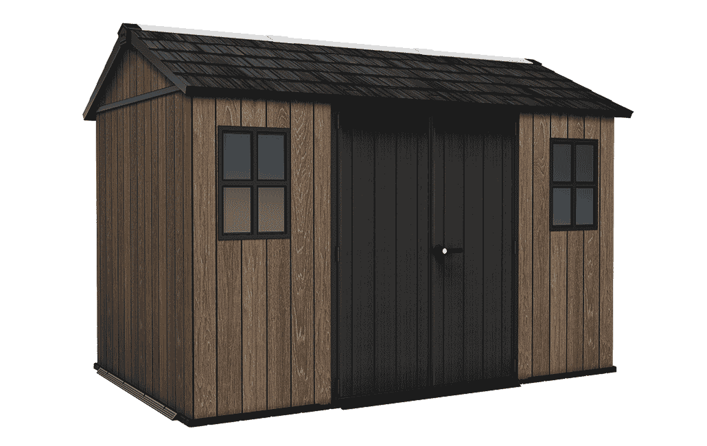 PRE ORDER: OCT. - Keter Apex Shed 7.5x11 - Walnut Look (2.3 x 3.5m)