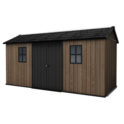 PRE ORDER: OCT. - Keter Apex Shed 7.5x15 - Walnut Look (2.3 x 4.6m)