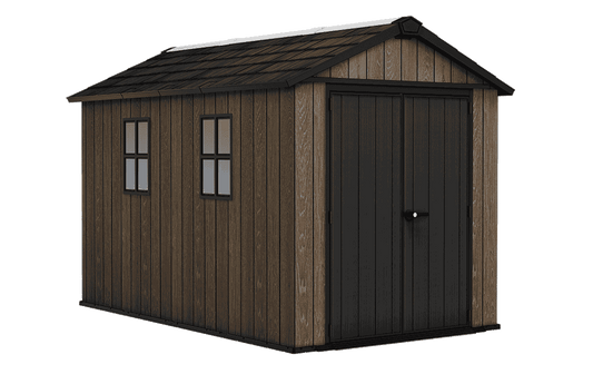 PRE ORDER: OCT. - Keter Apex Shed 7.5x11 - Walnut Look (2.3 x 3.5m)