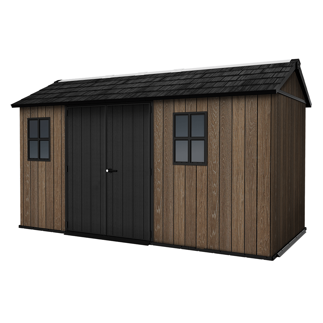 PRE ORDER: OCT. - Keter Apex Shed 7.5x13 - Walnut Look (2.3 x 4.0m)