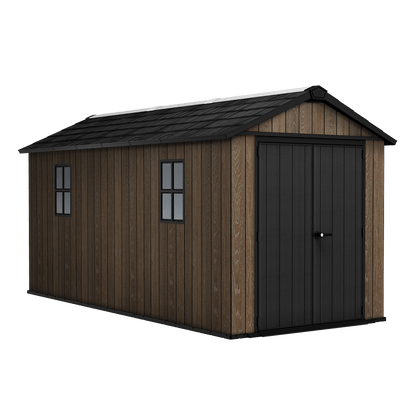 PRE ORDER: OCT. - Keter Apex Shed 7.5x15 - Walnut Look (2.3 x 4.6m)
