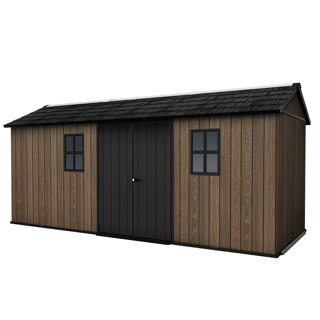 PRE ORDER: OCT. - Keter Apex Shed 7.5x17 - Walnut Look (2.3 x 5.2m)