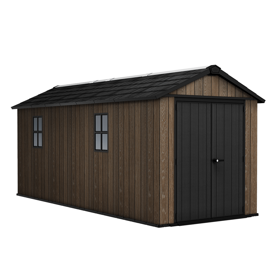 PRE ORDER: OCT. - Keter Apex Shed 7.5x17 - Walnut Look (2.3 x 5.2m)
