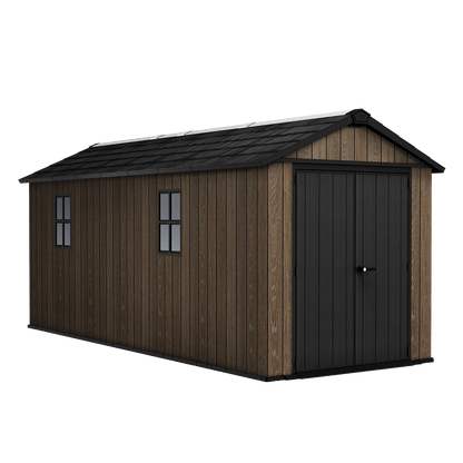 PRE ORDER: OCT. - Keter Apex Shed 7.5x17 - Walnut Look (2.3 x 5.2m)