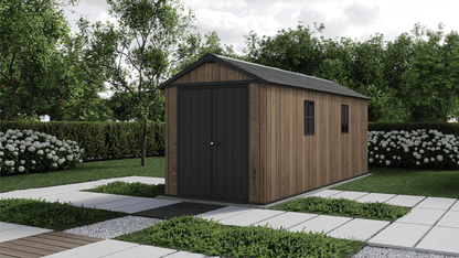 PRE ORDER: OCT. - Keter Apex Shed 7.5x17 - Walnut Look (2.3 x 5.2m)