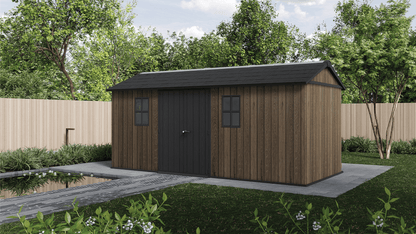 PRE ORDER: OCT. - Keter Apex Shed 7.5x17 - Walnut Look (2.3 x 5.2m)