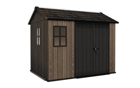 PRE ORDER: OCT. - Keter Apex Shed 7.5x9 - Walnut Look (2.3 x 2.9m)