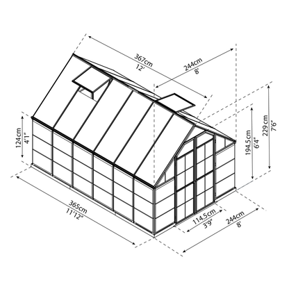 PRE ORDER MAY - 8' x 12' Balance Greenhouse - Grey Frame