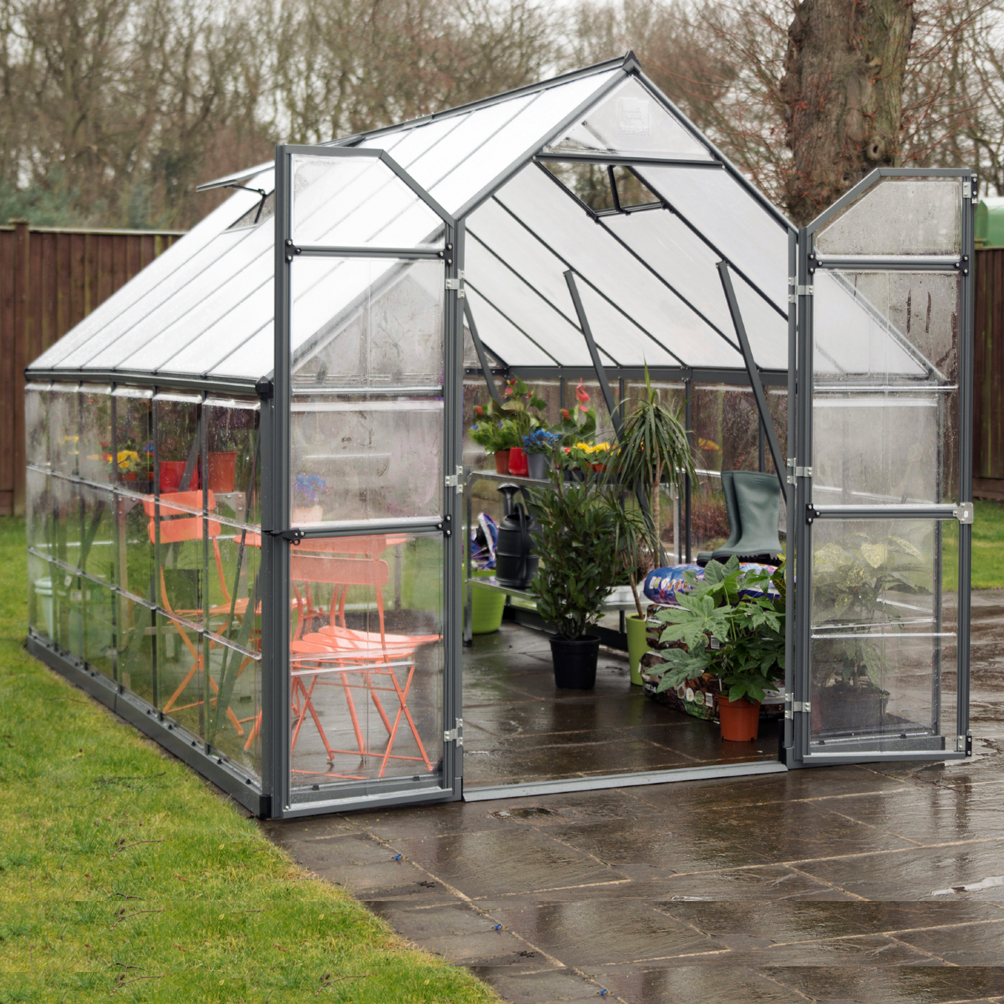 PRE ORDER MAY - 8' x 12' Balance Greenhouse - Grey Frame