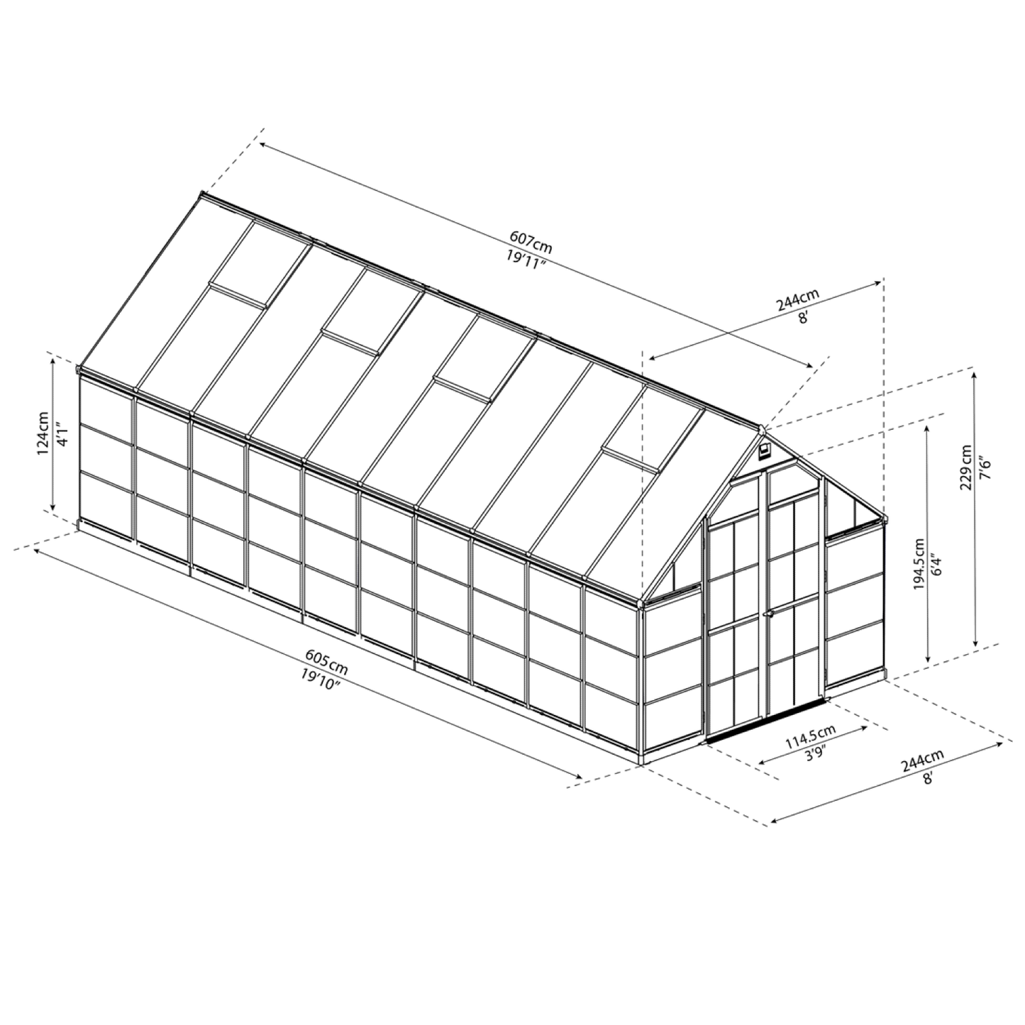 PRE ORDER MAY - 8' x 20' Balance Greenhouse - Grey Frame