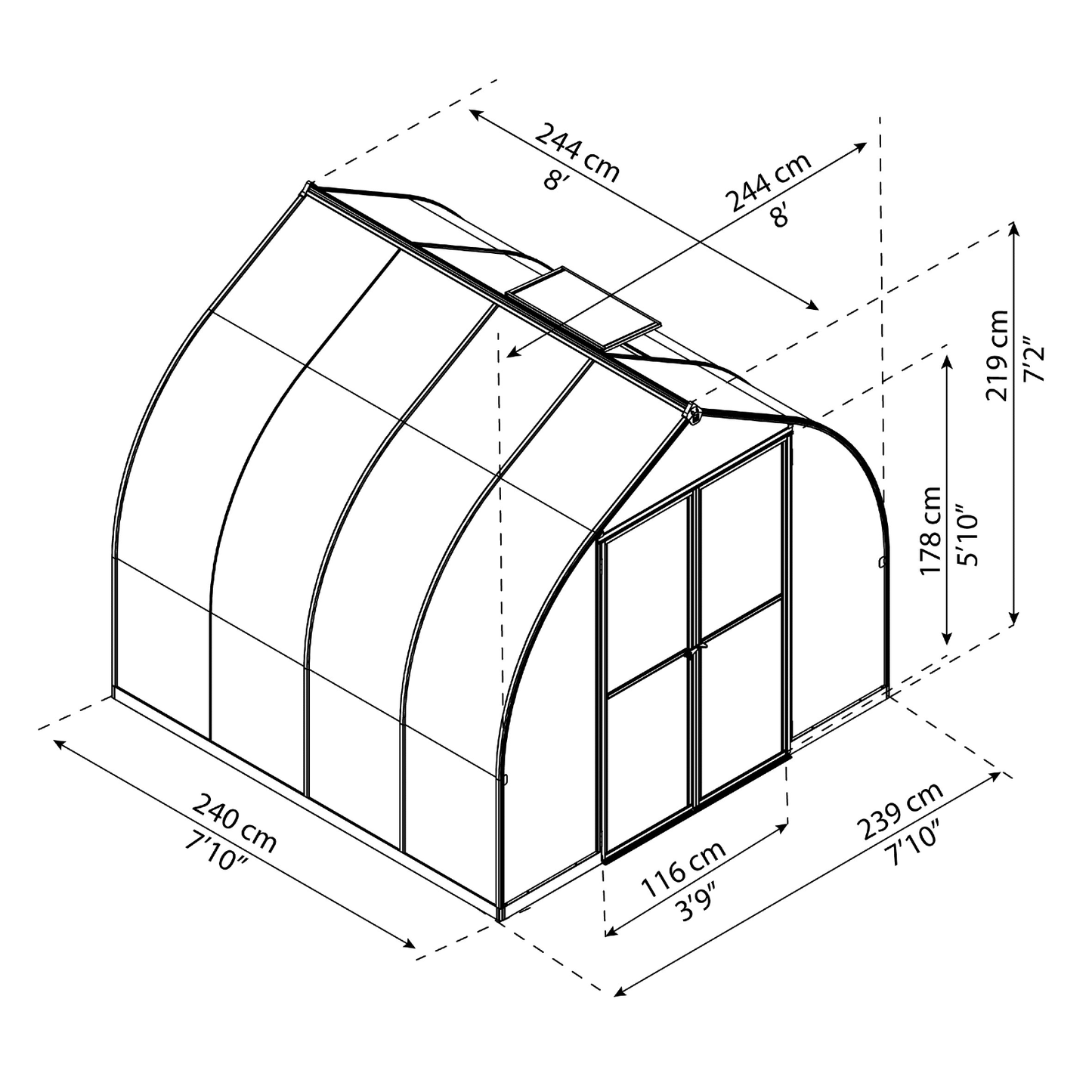 BELLA 8' x 8' Greenhouse