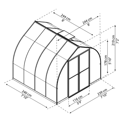 BELLA 8' x 8' Greenhouse