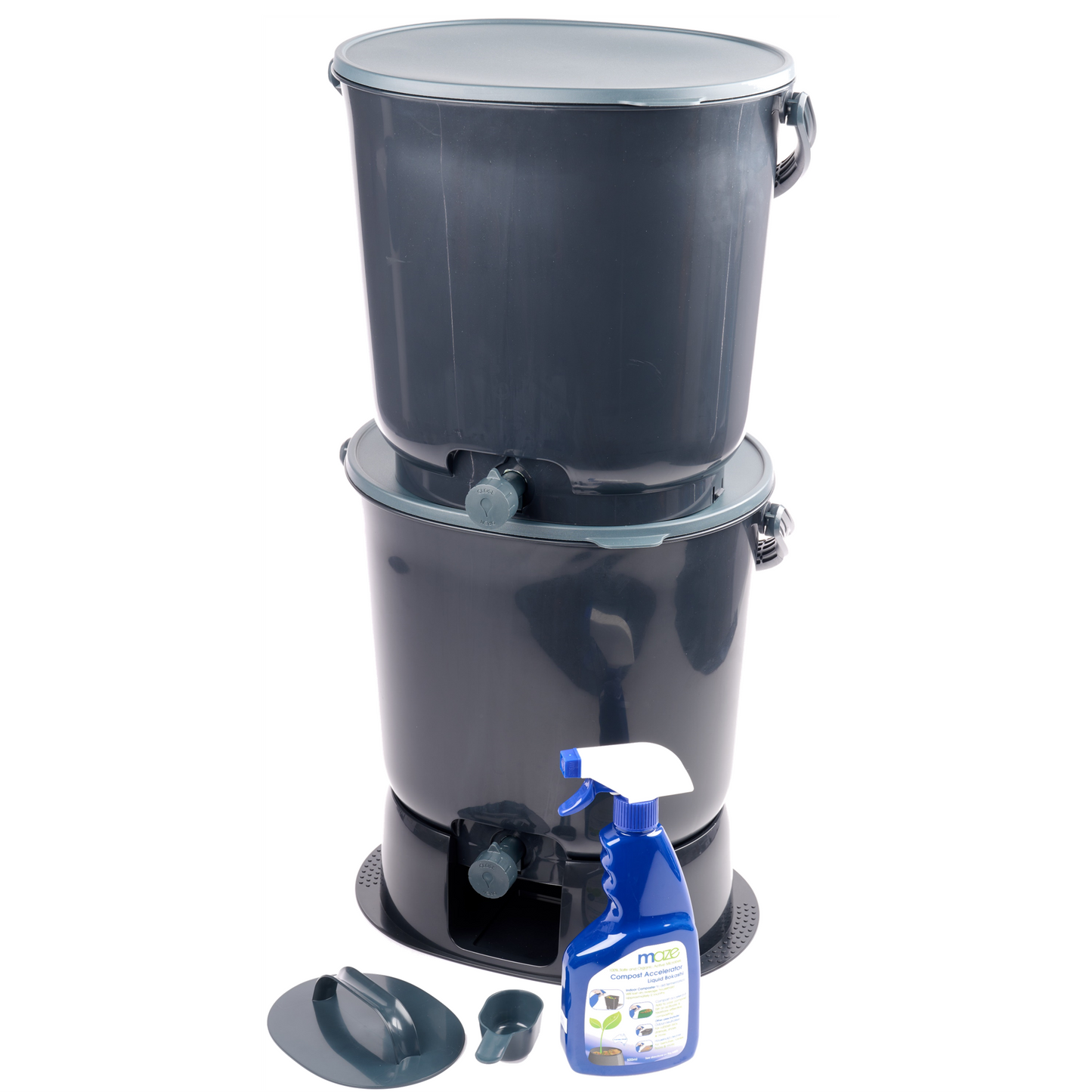 Skaza 15.3L Bokashi Organko Essential Set with Base - Pack of 2 - Black