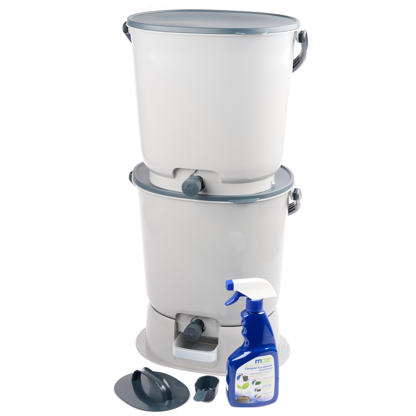 Skaza 15.3L Bokashi Organko Essential Set with Base - Pack of 2 - Grey