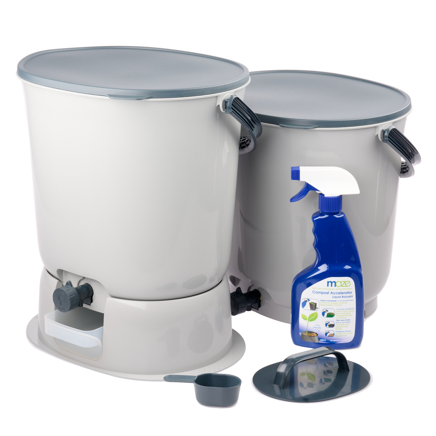 Skaza 15.3L Bokashi Organko Essential Set with Base - Pack of 2 - Grey