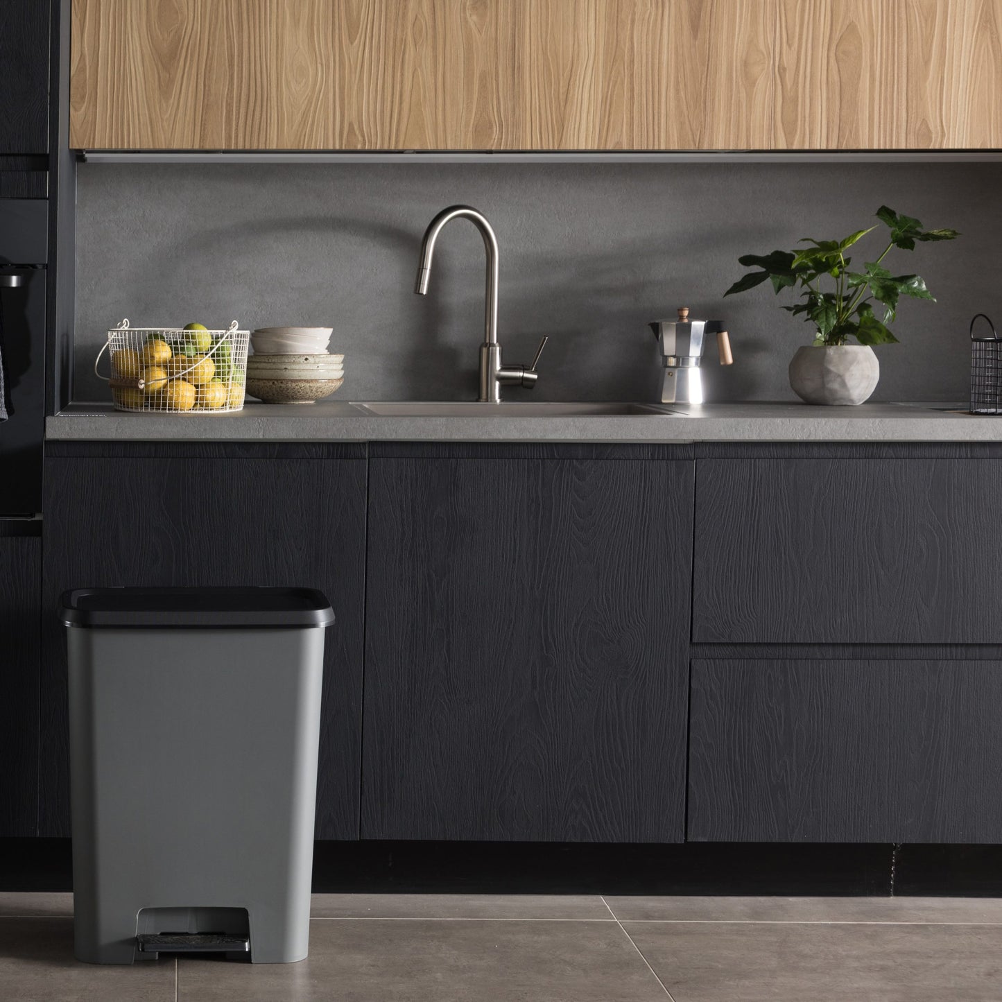 CURVER Compattia Duo Pedal Bin - 2 x 23L - Grey