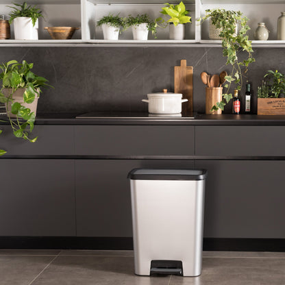 CURVER Compattia Duo Pedal Bin - 2 x 23L -  Steel Look