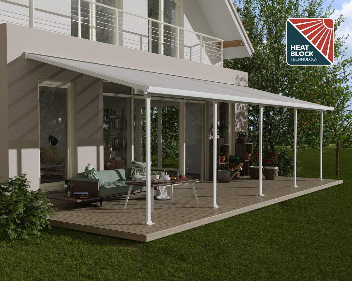Feria Patio Cover 9.2m x 3m - White Frame With White Roof