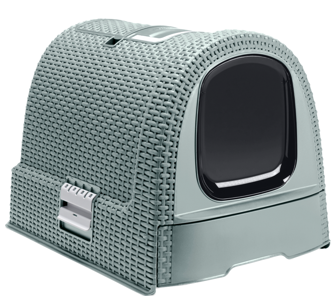 Curver Rattan Style Cat Litter Box - Grey