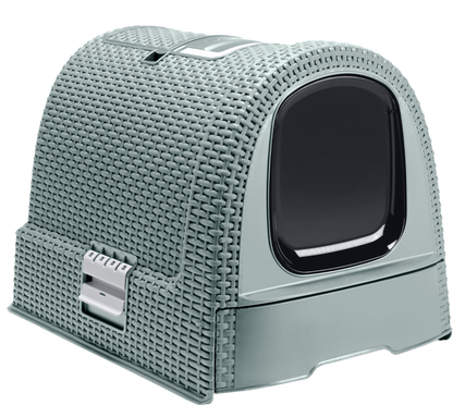 Curver Rattan Style Cat Litter Box - Grey