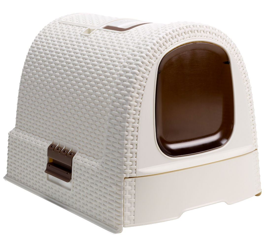 Curver Rattan Style Cat Litter Box - Cream