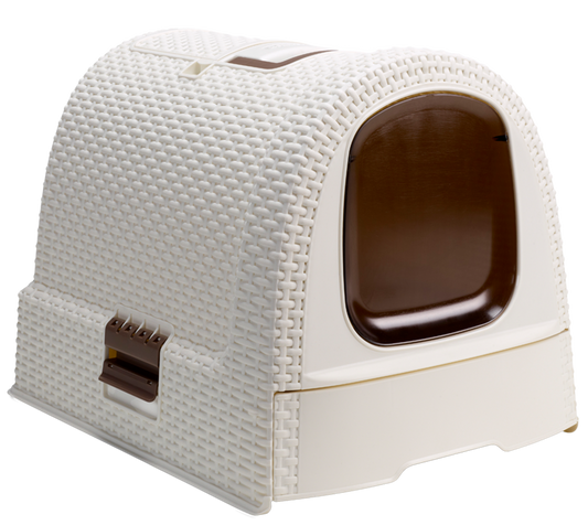 Curver Rattan Style Cat Litter Box - Cream