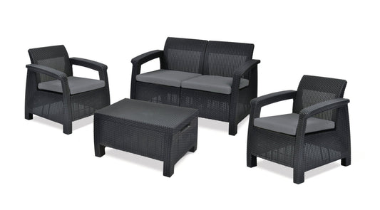 PRE ORDER: OCT. - Keter Corfu 4 Seater Storage Lounge Set - mazeproducts