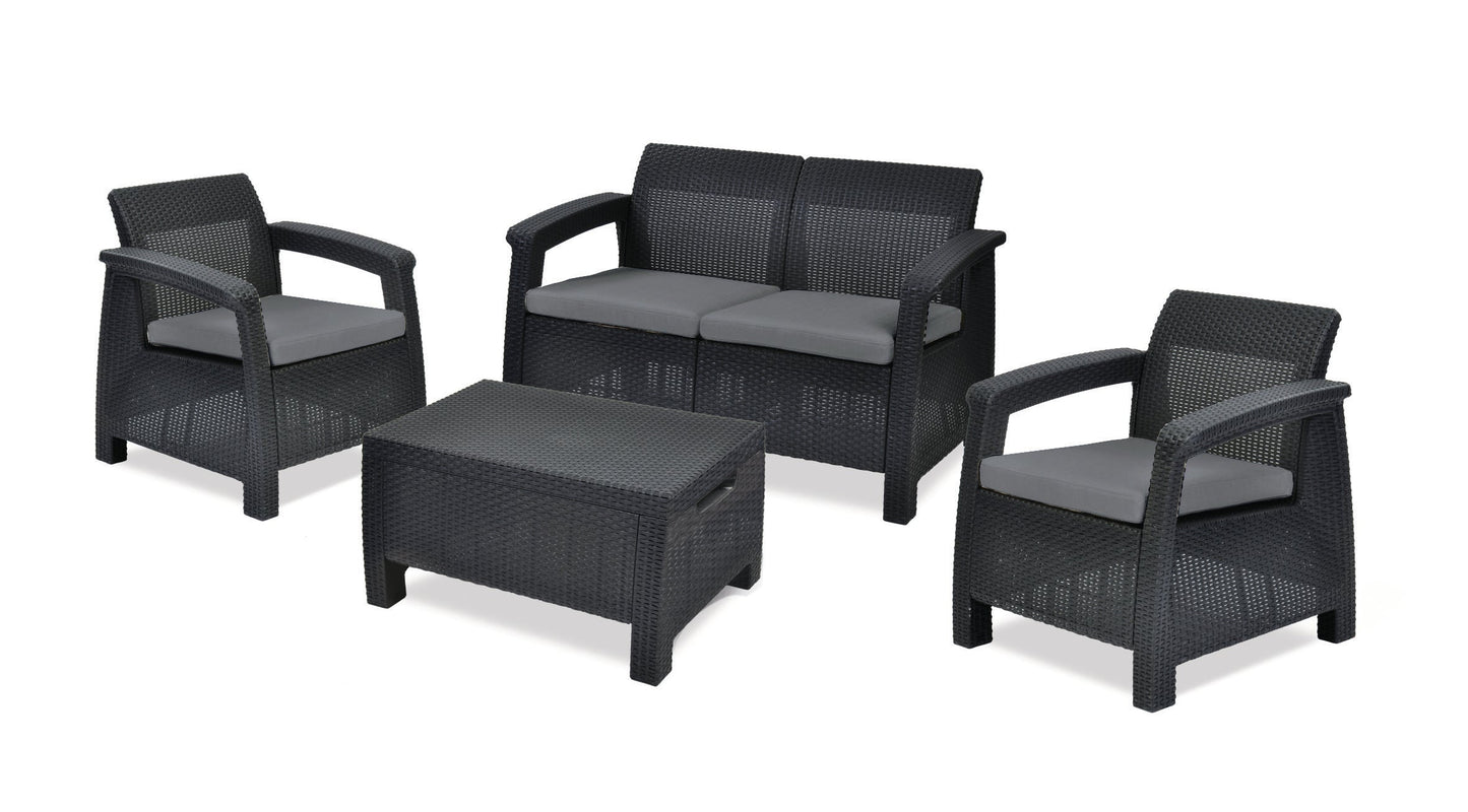 PRE ORDER: OCT. - Keter Corfu 4 Seater Storage Lounge Set