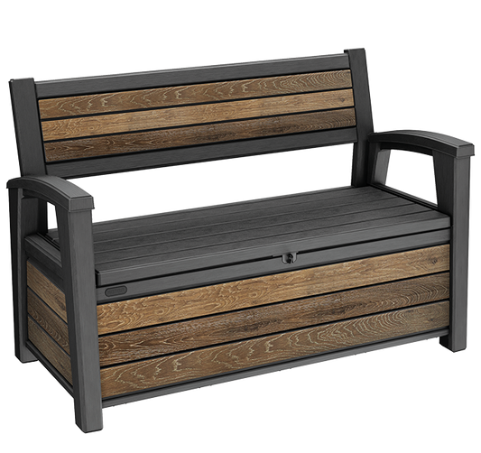 PRE ORDER: OCT. -  Keter Signature 227L Storage Bench - Walnut Look