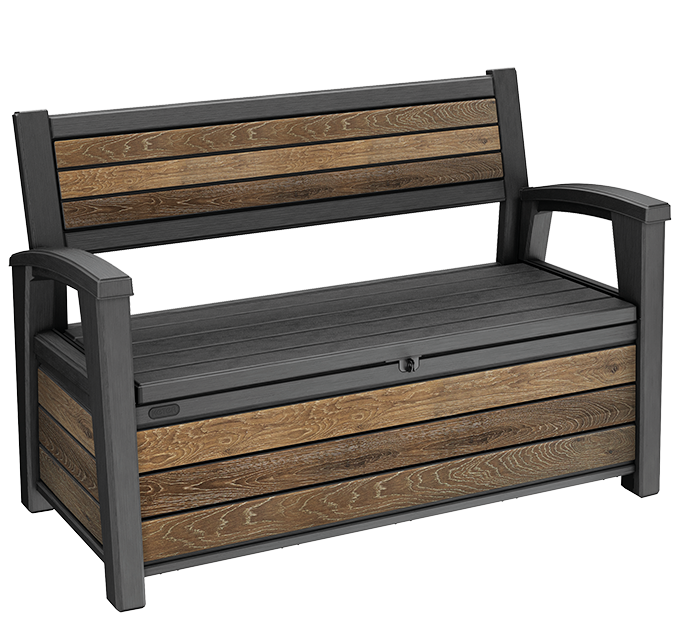 PRE ORDER: OCT. -  Keter Signature 227L Storage Bench - Walnut Look