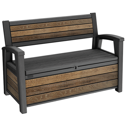 PRE ORDER: OCT. -  Keter Signature 227L Storage Bench - Walnut Look