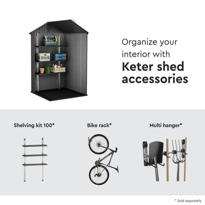 Keter Darwin 4x4 Garden Shed - Wood Green (1.3 x 1.2m)