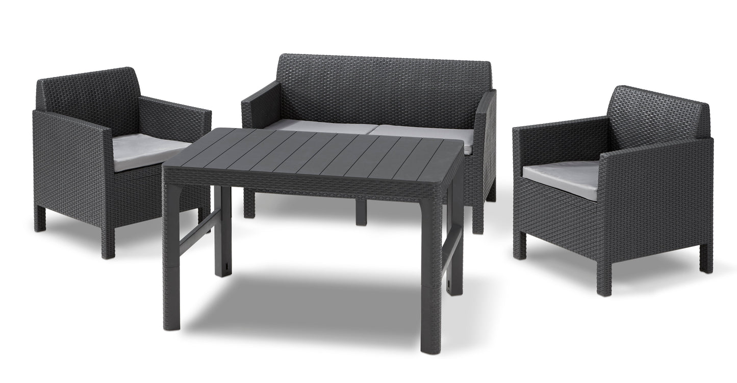 Keter Orlando Outdoor Lounge Set with Adjustable Coffee Table