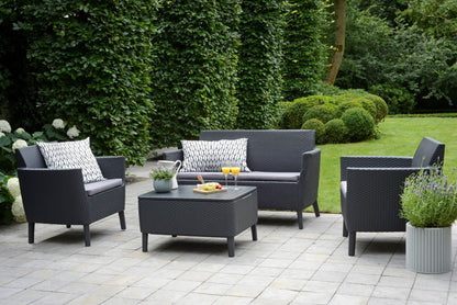 Keter Salemo Lounge Set With Storage Table - GRAPHITE
