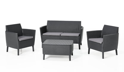 Keter Salemo Lounge Set With Storage Table - GRAPHITE