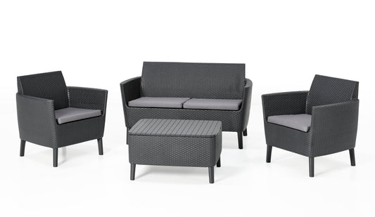 Keter Salemo Lounge Set With Storage Table - GRAPHITE