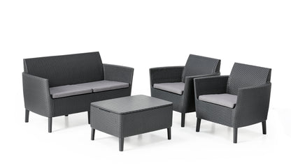 Keter Salemo Lounge Set With Storage Table - GRAPHITE