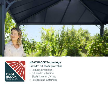 Martinique Gazebo 3m x 4.3m - Grey Frame With Grey Roof - mazeproducts