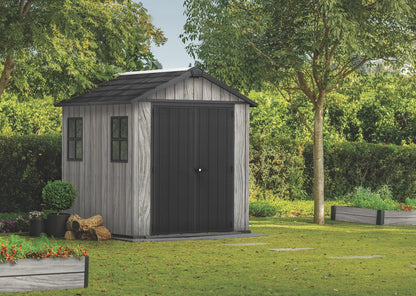 PRE ORDER: OCT. - Keter Apex Shed 7.5x7 -Stormgrey Look (2.3 x 2.2m)