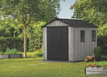 PRE ORDER: OCT. - Keter Apex Shed 7.5x9 - Stormgrey Look (2.3 x 2.9m)