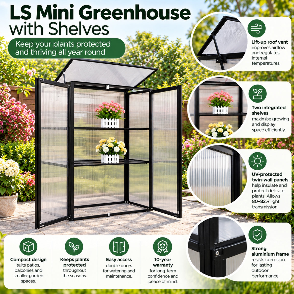 LS Mini Greenhouse with Shelves