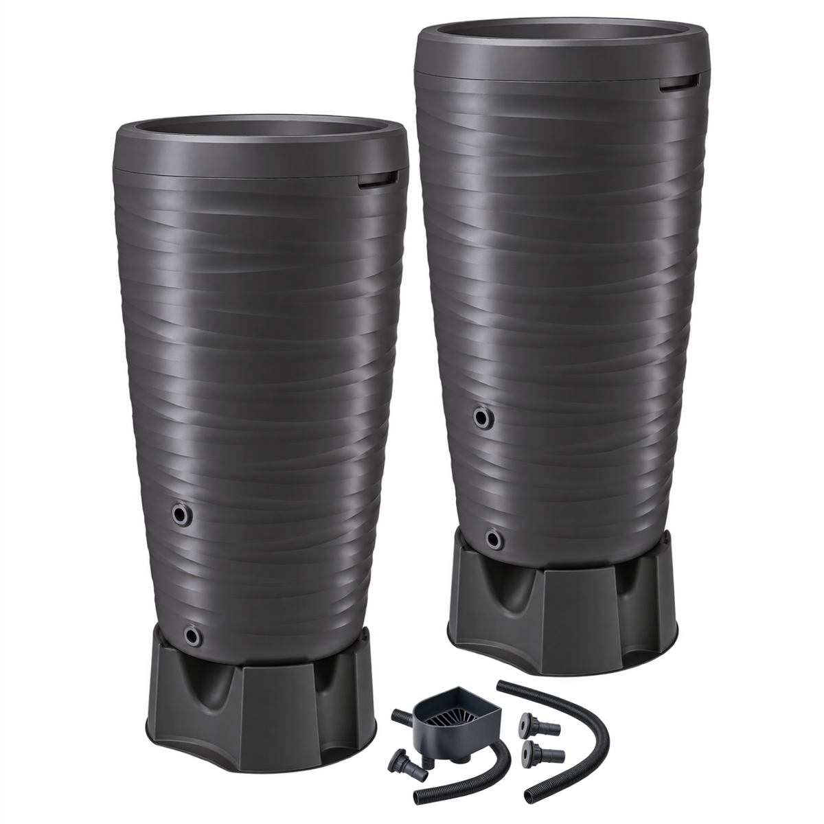 MAZE 240L Rainwater Tank x 2 Kit (with Linking Kit, Diverter & Stands)