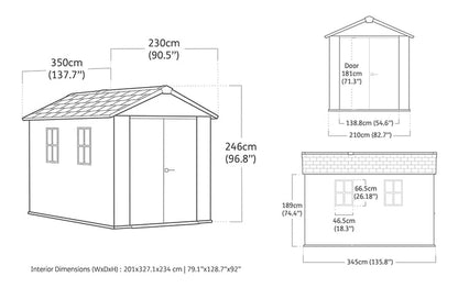 Keter Newton Plus Shed 7.5x9 (2.3 x 2.9m) - mazeproducts