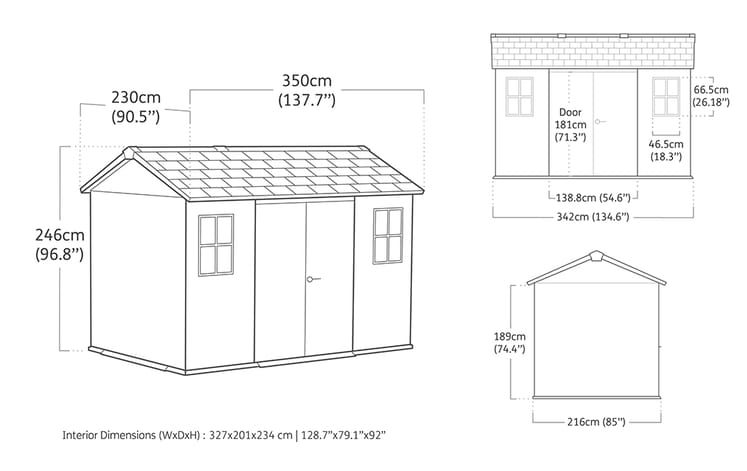 Keter Newton Plus Shed 7.5x11 (2.3 x 3.5m) - mazeproducts