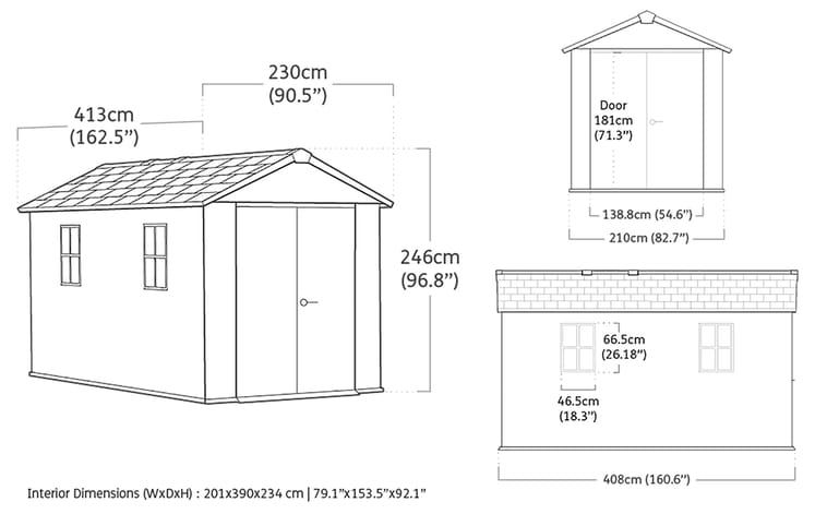 Keter Newton Plus Shed 7.5x13 (2.3 x 4.1m) - mazeproducts