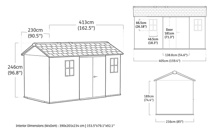 Keter Newton Plus Shed 7.5x13 (2.3 x 4.1m) - mazeproducts