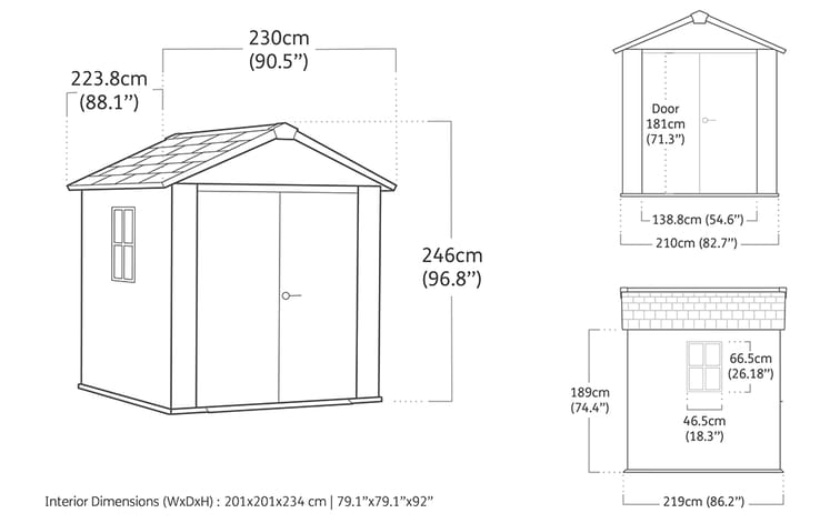 Keter Newton Plus Shed 7.5x7 (2.3 x 2.2m) - mazeproducts