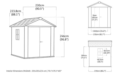 Keter Newton Plus Shed 7.5x7 (2.3 x 2.2m) - mazeproducts