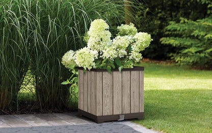 Keter Signature Square Planter- Ashwood Look
