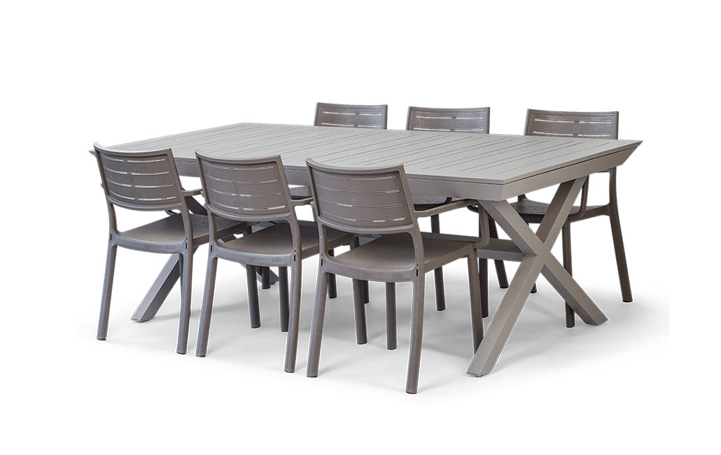 Keter Barcelona Metaline Extendable Dining Set - Cappuccino
